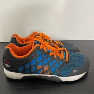 Reebok Crossfit Cross Trainers sneakers men's 3.5 size orange grey blue shoes